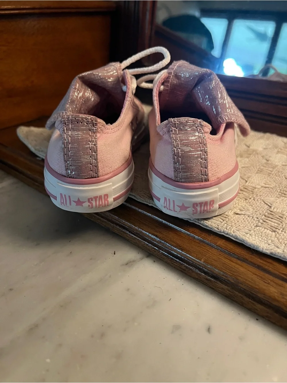 CONVERSE Classic Fold Over Tongue Metallic Pink Low Top Sneakers Girl's Size 11